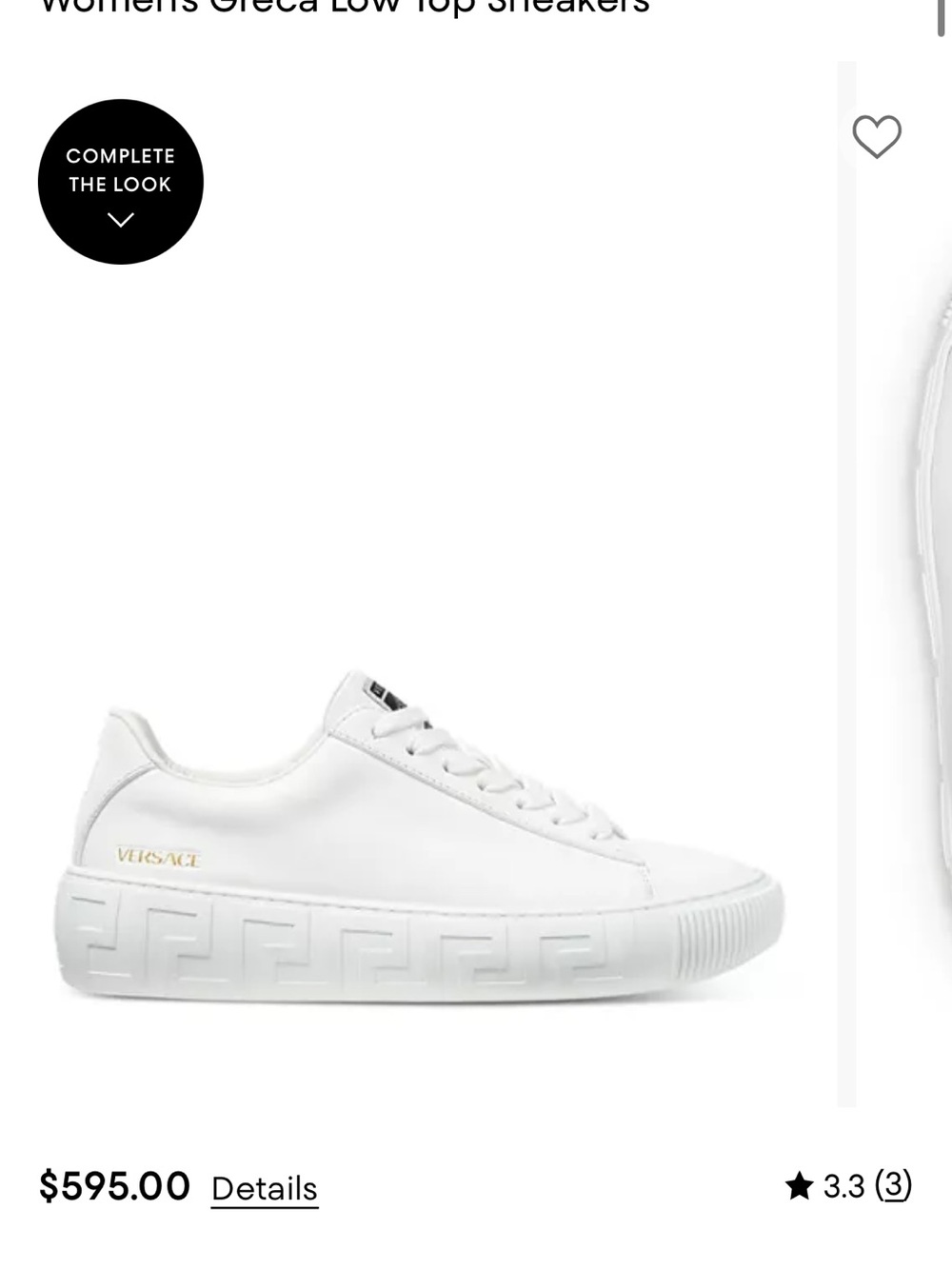 Versace Greca White Leather Low-Top Sneakers with Gold Logo Accent